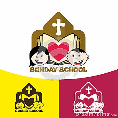 Logo Sunday school. Christian symbols. The Church of Jesus Christ Vector Illustration