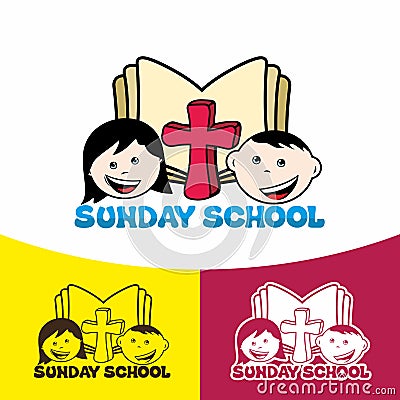 Logo Sunday school. Christian symbols. The Church of Jesus Christ Vector Illustration
