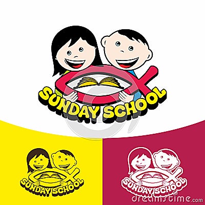 Logo Sunday school. Christian symbols. The Church of Jesus Christ Vector Illustration