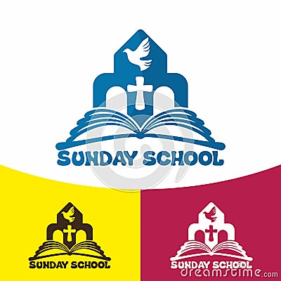 Logo Sunday school. Christian symbols. The Church of Jesus Christ Vector Illustration