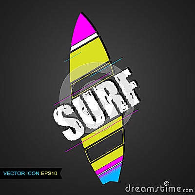 Logo surfing. Emblem of Surf Club with surfing boards.Vector. Flat icon. Cartoon Illustration