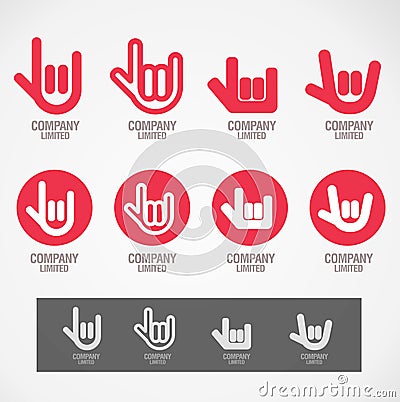 Logo and Symbol design Rock hand and Love hand Vector Illustration