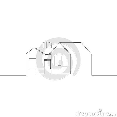 Logo symbol of a modern European house, architecture, exterior design Cartoon Illustration