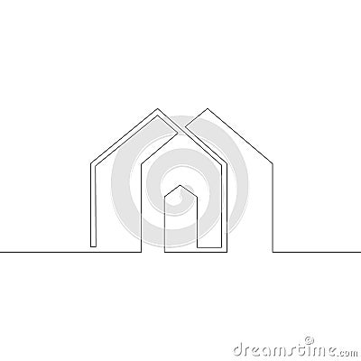 Logo symbol of a modern European house, architecture, exterior design Cartoon Illustration