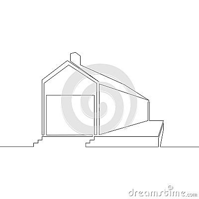 Logo symbol of a modern European house, architecture, exterior design Cartoon Illustration