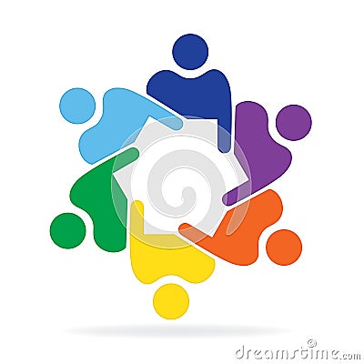 Logo teamwork business meeting people colorful design Vector Illustration