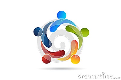 Logo teamwork business people unity partners web vector Vector Illustration