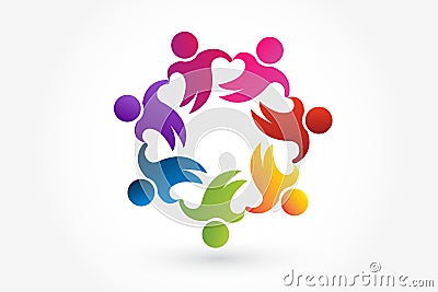 Logo teamwork children people unity partners Vector Illustration