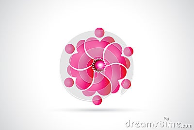 Logo teamwork flower shape vector Vector Illustration