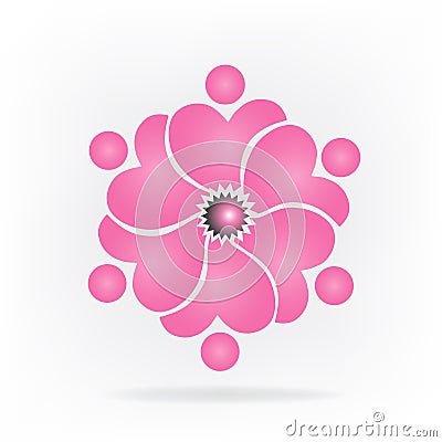 Logo teamwork flower shape vector Vector Illustration