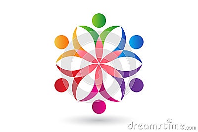 Logo teamwork flower people web vector design Vector Illustration