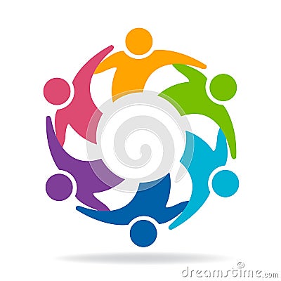 Logo teamwork friendship unity business colorful people icon logotype vector Vector Illustration