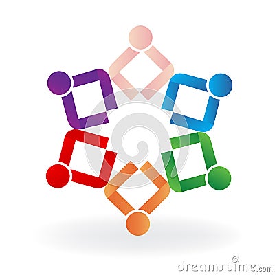 Logo teamwork friendship unity business colorful people icon logotype vector Vector Illustration
