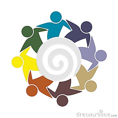 Logo teamwork hug friendship unity business colorful people icon logotype vector Vector Illustration