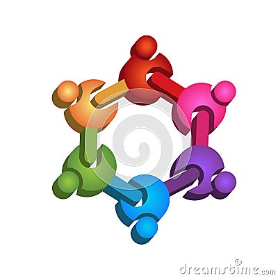 Logo teamwork people laboratory chemical symbol icon Vector Illustration