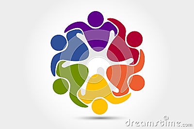 Logo teamwork unity business embraced people Vector Illustration