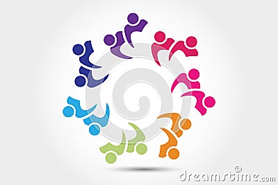 Logo teamwork unity business embraced couple people Vector Illustration