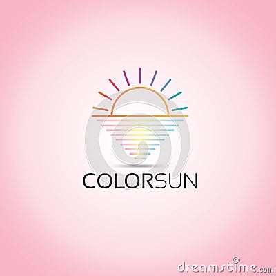 Sun Sea Colored Vector Logo Stock Photo