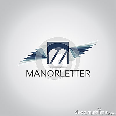 M Letter Wings Logo Stock Photo