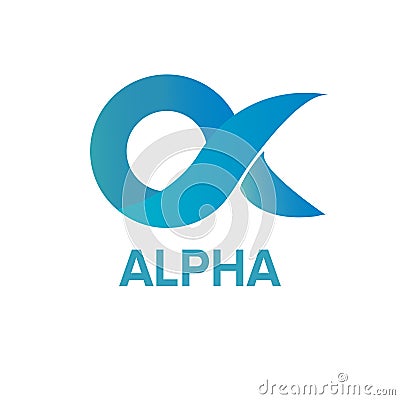 3D Aqua Alpha Logo Template Vector Illustration
