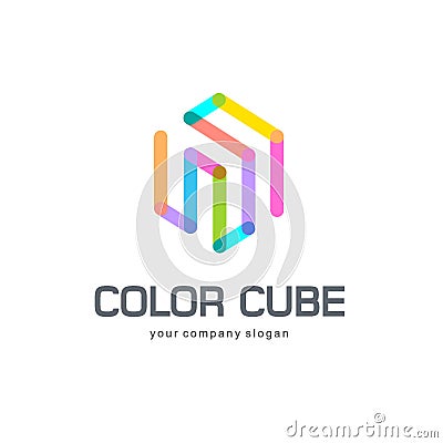 Logo template hexagon design. Color cube Vector Illustration