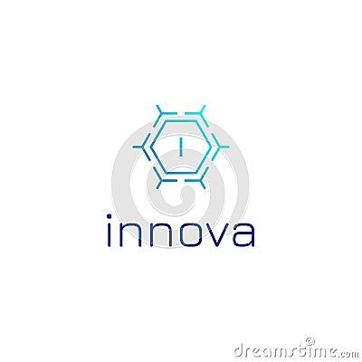 Logo template with molecule idea for medical clinic scientific business service, drugs, pills, innovation startup Vector Illustration