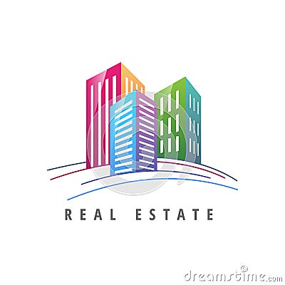 Logo template real estate, apartment, condo, house, rental, business. brand, branding, logotype, company, corporate Vector Illustration