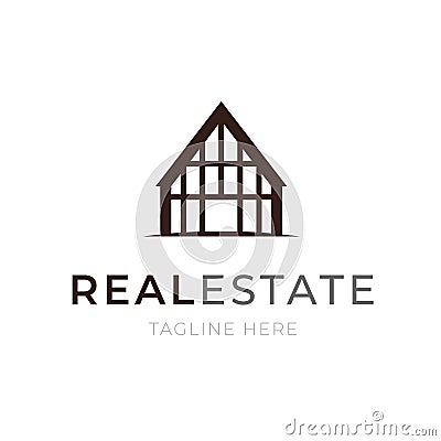 Logo template real estate concept. Apartment or house building icon rental business emblem. Corporate construction Vector Illustration