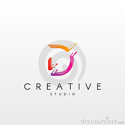 Dynamic Letter D Logo. Logo Design with Dynamic Splash Liquid. Vector Illustration