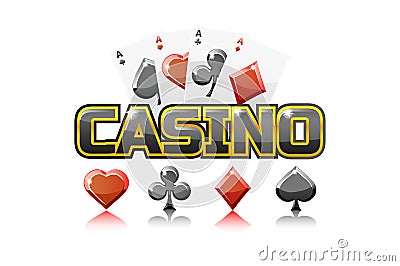 Logo text casino and Playing cards, For Ui Game element Vector Illustration