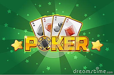 Logo text POKER and Playing cards, For Ui Game element Vector Illustration