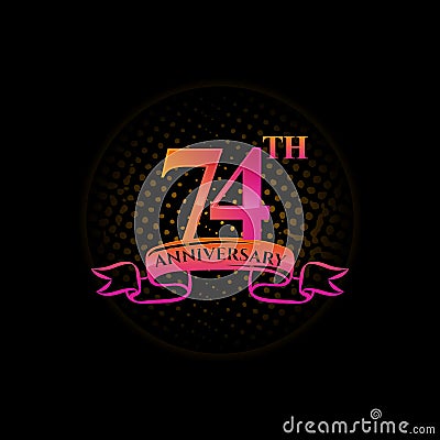 Logo 74th Anniversary Logo with a circle and number 74 in it and labeled commemorative year Stock Photo