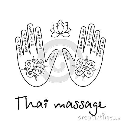 Logo thai massage, hands with the thai pattern Vector Illustration