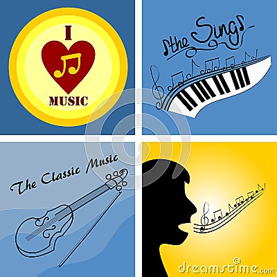 logo on the theme of music and musical instruments Stock Photo