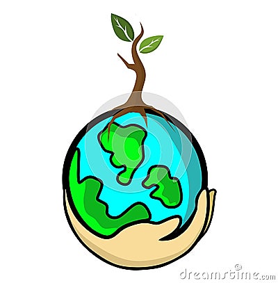 a logo with the theme of protecting the earth Vector Illustration