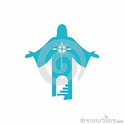 Logo. Therefore choose the path leading to heaven, to God`s love through Jesus Christ Vector Illustration