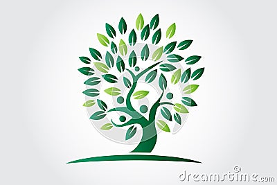 Logo tree ecology and people figures Vector Illustration