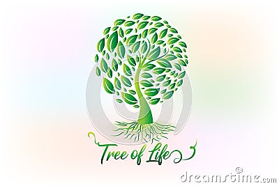 Logo tree with leafs ecology symbol Vector Illustration