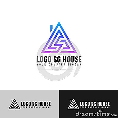 Logo of a triangular house with a chimney Vector Illustration