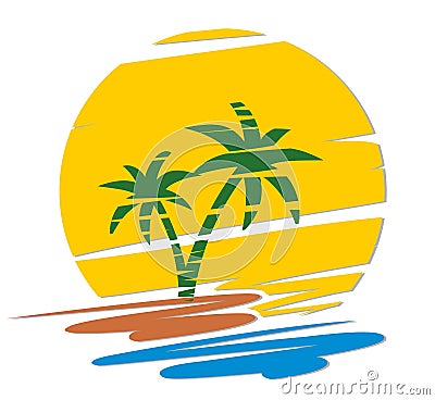 Logo tropical island. Vector Illustration