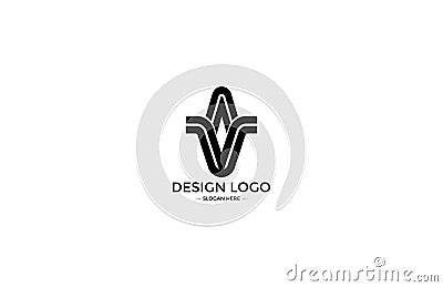 Logo Typography Initial Letter VA Linear Monogram Hexagon Font Vector Stock Photo