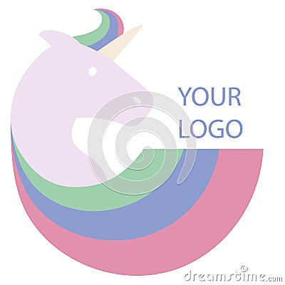 Logo with a unicorn for your company. Pegasus Icon. Flat illustration. Vector Illustration