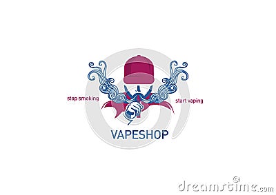 Logo for vape shop Man in the hood Vector Illustration