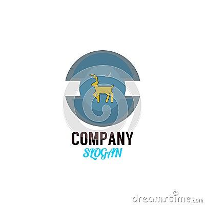 Logo vector deer with moon design logo for your company business Vector Illustration