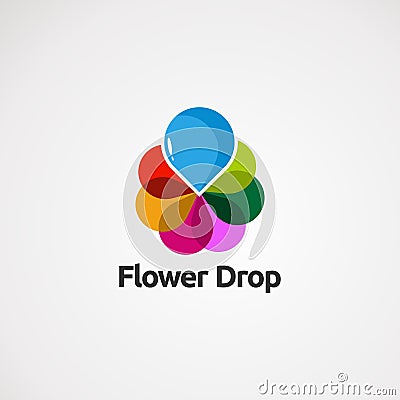 Logo vector flower drop concept , icon, element, and template for business Vector Illustration
