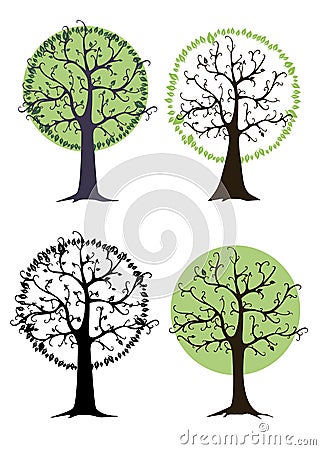Logo vector green tree crown root Vector Illustration