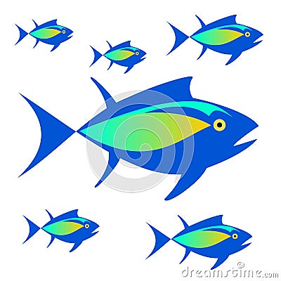 Logo .Vector image of tuna fish. Vector Illustration