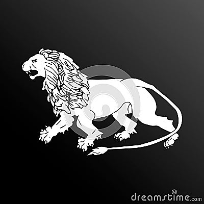 Logo vector lion, black silhouette on a white background. Vector Illustration