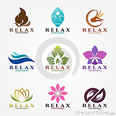 Logo vector set design for massage and spa business. Vector Illustration