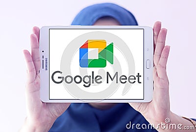 Google Meet app logo Editorial Stock Photo